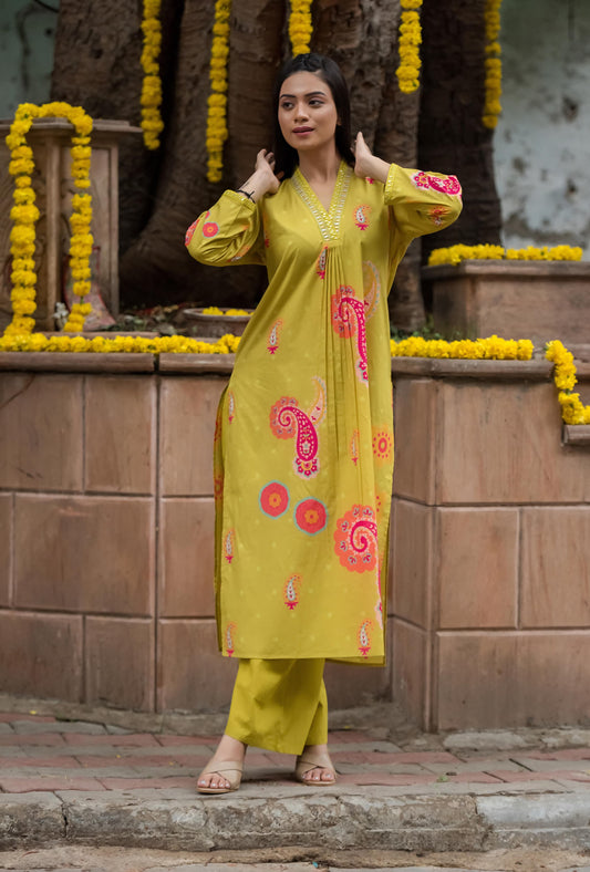 Pista Green  Cotton Co-ord Set