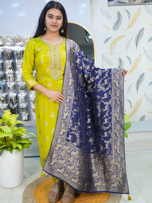 Olive Green Regal Banarasi Salwar Suit