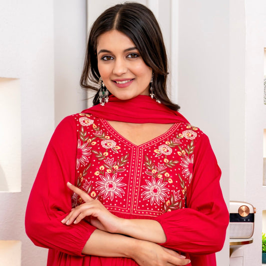 Pink Cotton Anarkali Suit