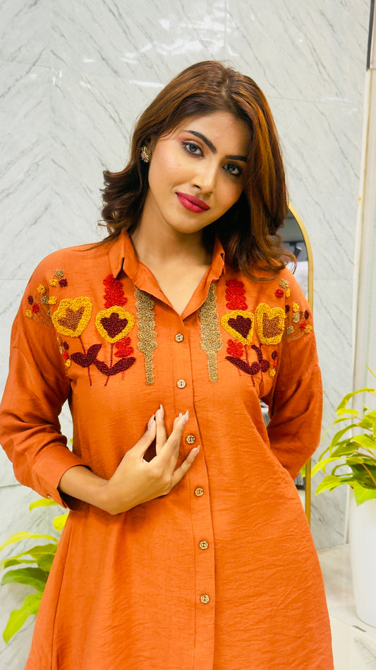Rust Print Premium Imported fabric Co-ord Set