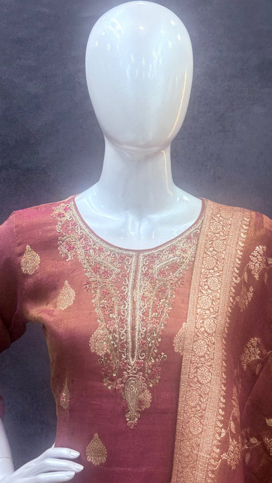 Gajiri Banarasi Tissue Silk Salwar Suit