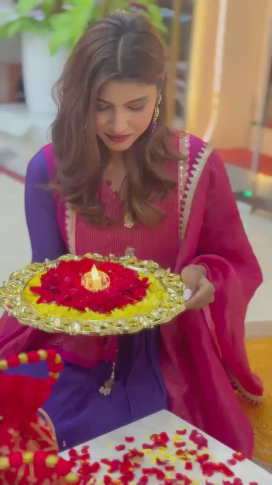 Premium Mul Chanderi with Tissue Dupatta-Pink&Purple