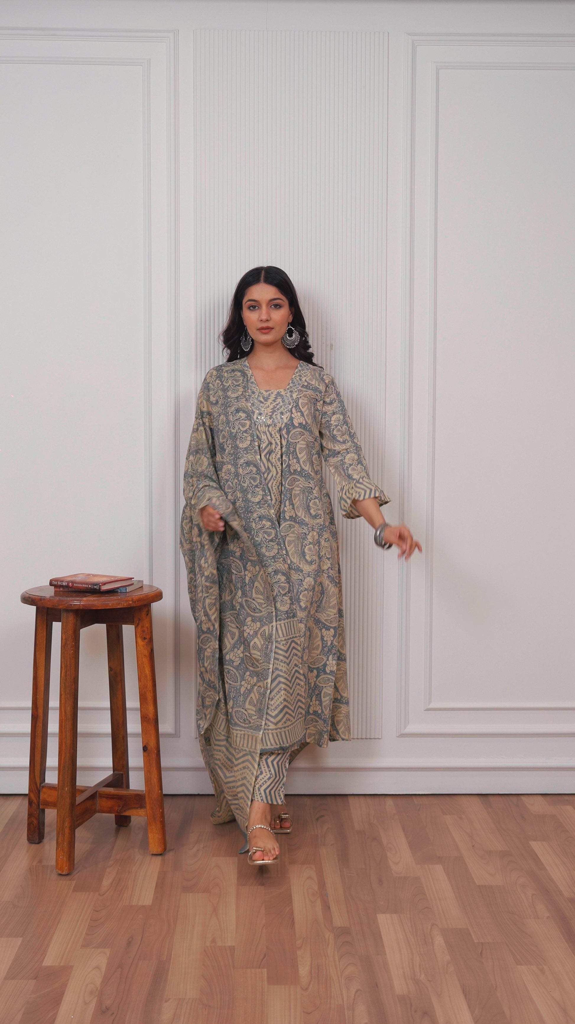 Blue Cotton Anarkali Suit