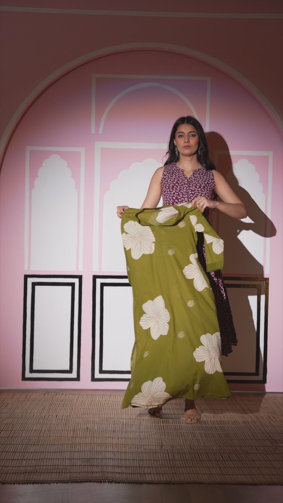 Green Pallazo dupatta Cotton Suit