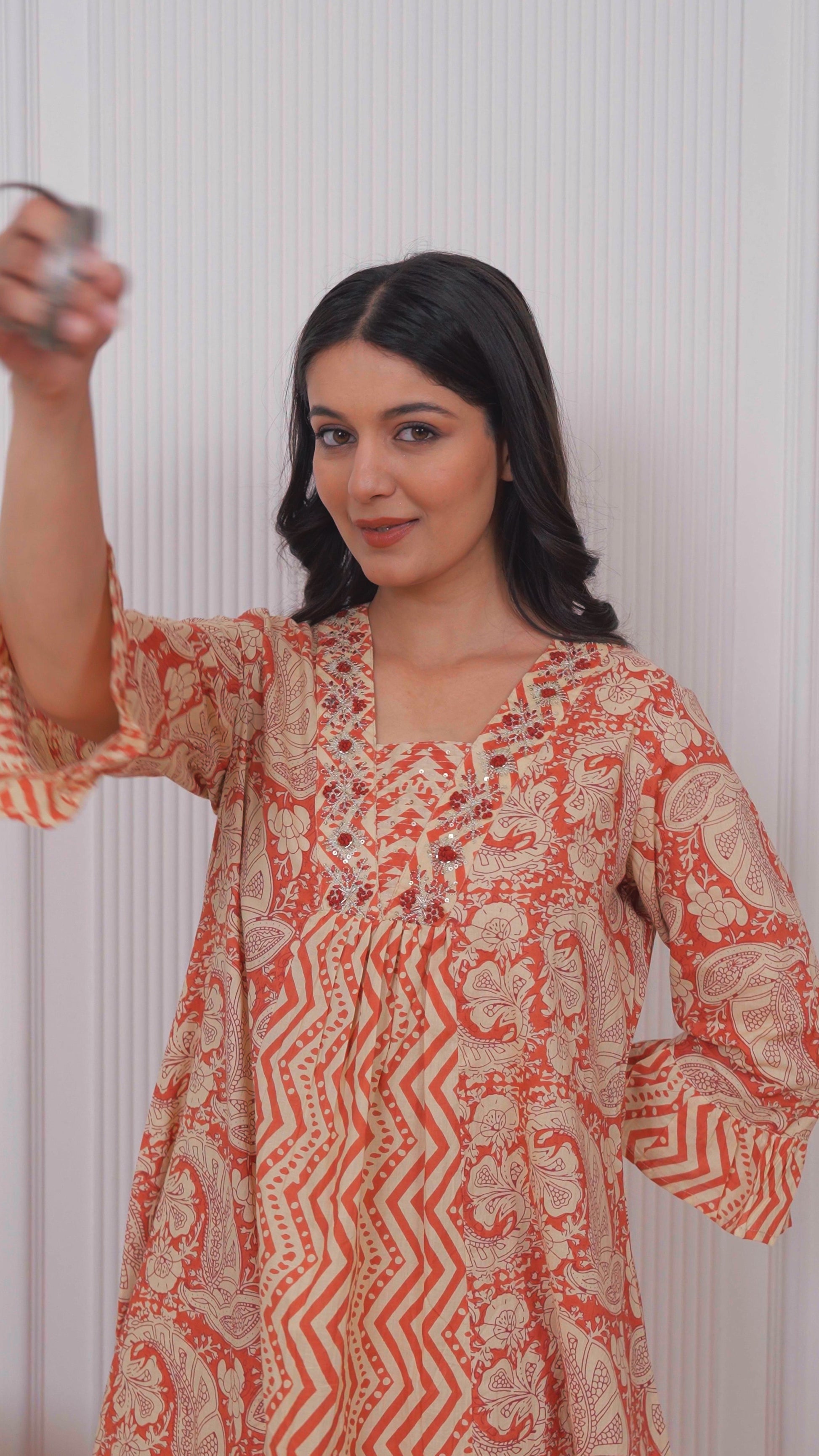Brick Cotton Anarkali Suit