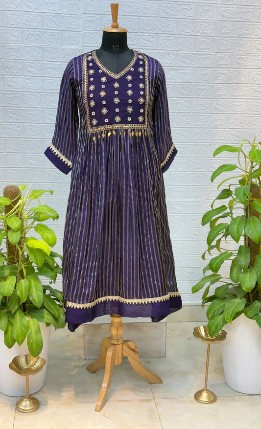 Premium Partywear Anarkali Suit with Embroidered Yoke – Royal Purple