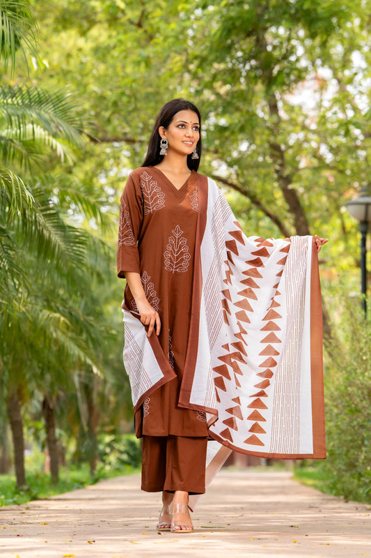 Brown Cotton Suit