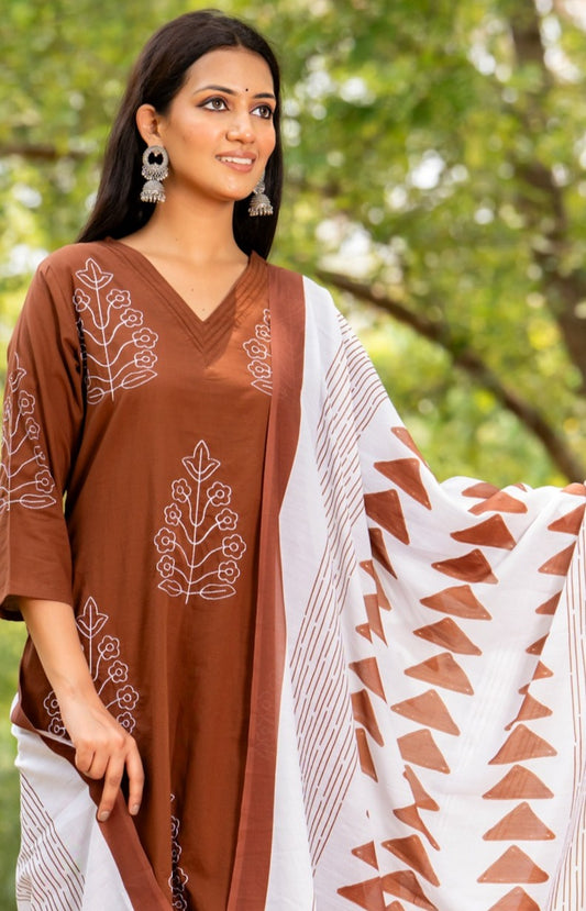Brown Cotton Suit