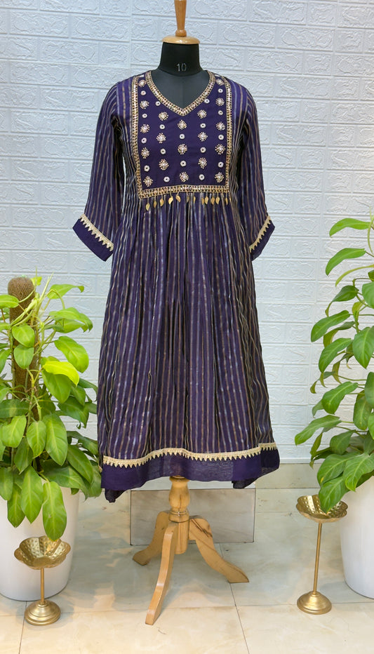 Premium Partywear Anarkali Suit with Embroidered Yoke – Royal Purple