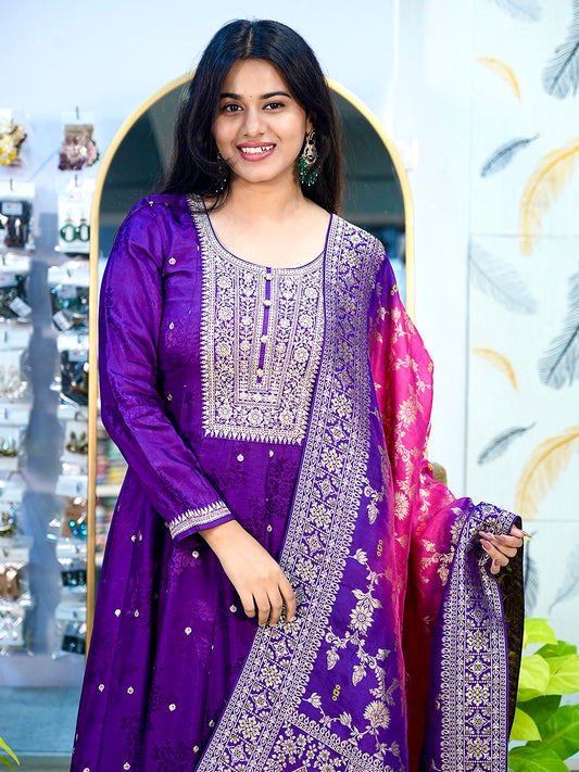 Majestic Purple Silk Anarkali Suit