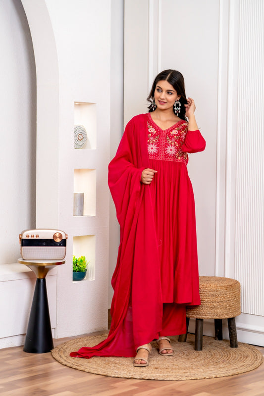 Pink Cotton Anarkali Suit