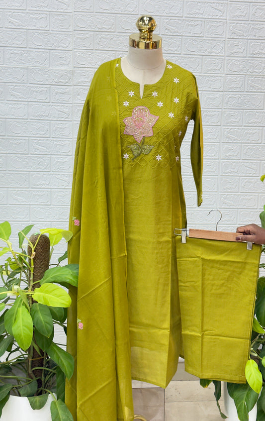 Premium Cotton Suit Set – Olive Green